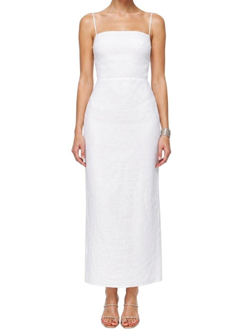 Reformation Frankie Linen Maxi Dress White LDW Bridal Minimalist 4P